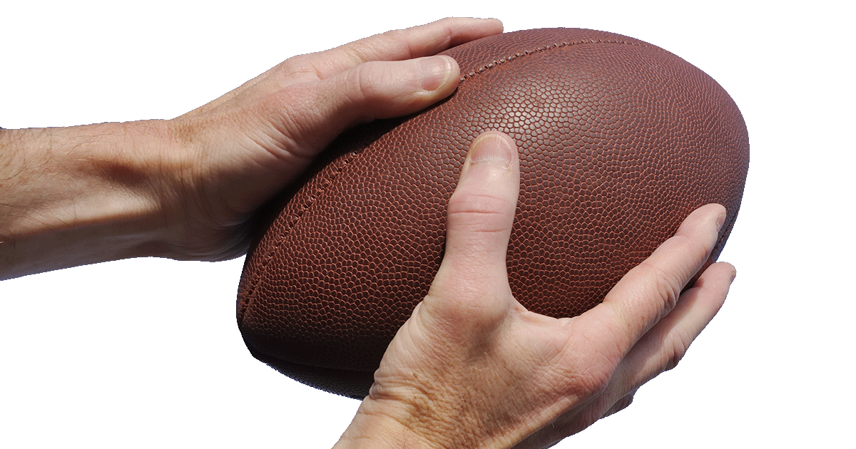 Promo image two hands reaching out to catch a football.