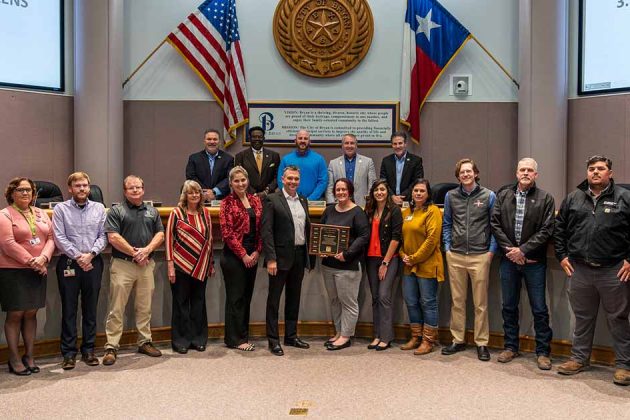 Planning and Development Services staff members honored at Bryan City Council meeting on Jan. 9, 2024.