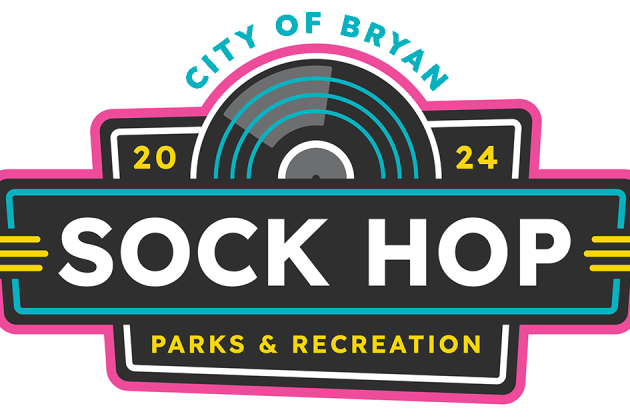 Logo for Bryan Parks and Recreation Sock Hop 2024 for ages 55 and older.