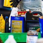 Used oil and paint thinner cans are collected at the Household Hazardous Waste Collection event.