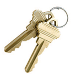 two house keys on a key ring